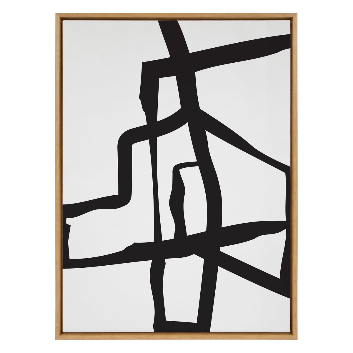 Sylvie Bold Sophisticated Abstract Black Stroke Framed Canvas by kateandlaurel - product image 2 for Resin Society