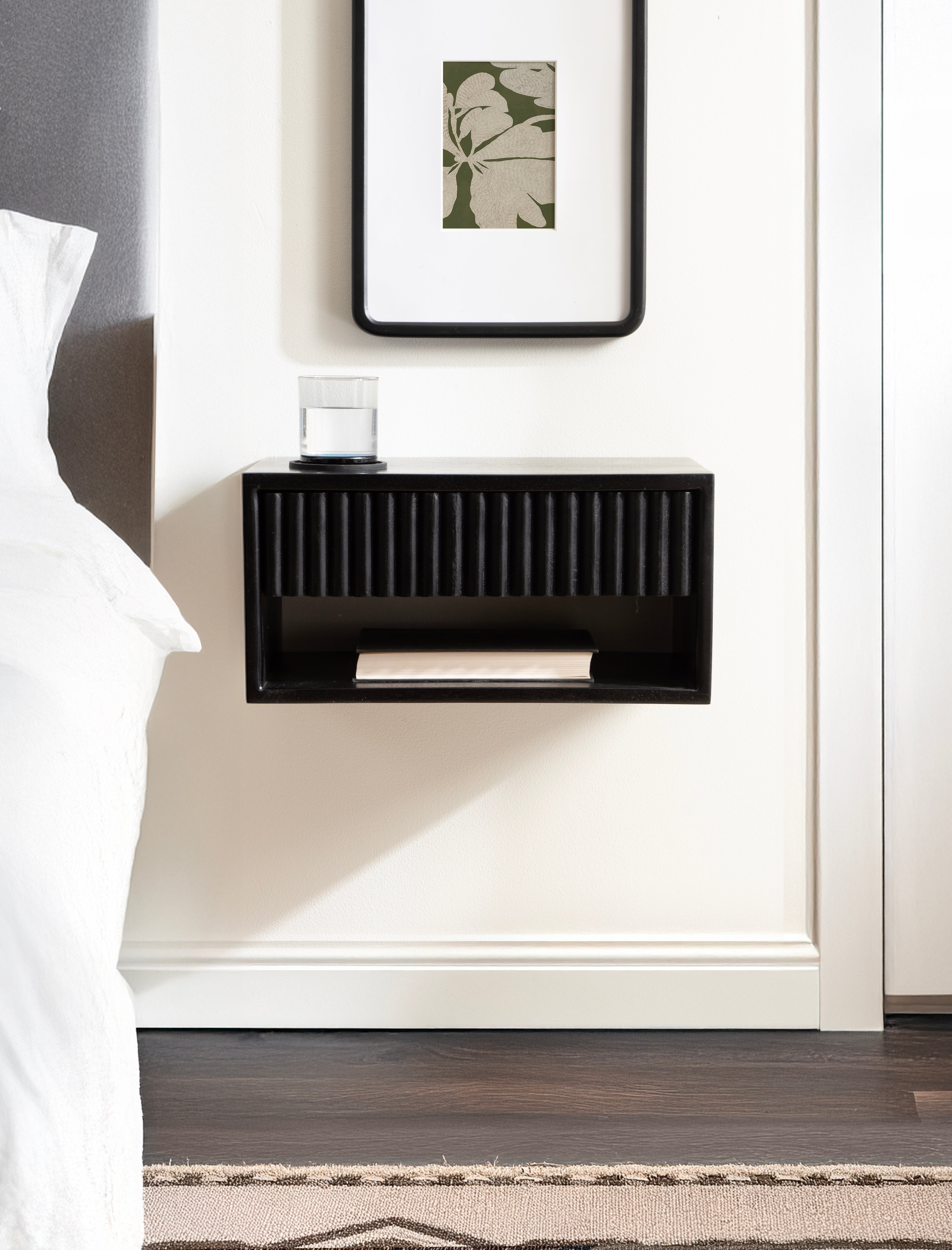 Reid Floating Wood Side Table with Open Storage