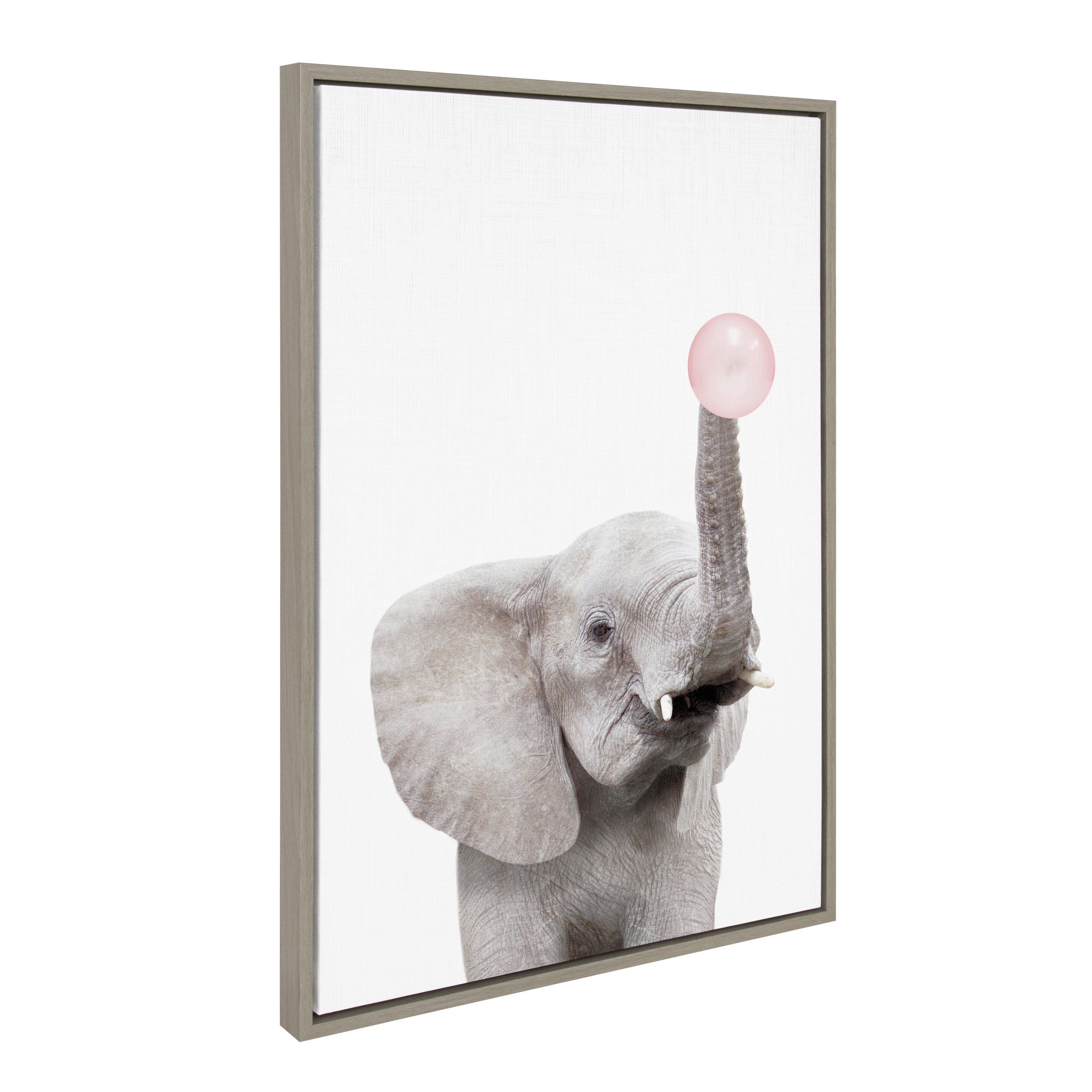 Sylvie Bubble Gum Elephant Framed Canvas by Amy Peterson Art Studio by kateandlaurel - product image 8 for Resin Society