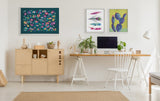 Sylvie Leopard 3, Feather Four and 800 Folk Cactus v2 Framed Canvas by kateandlaurel - product image 5 for Resin Society