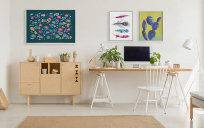 Sylvie Leopard 3, Feather Four and 800 Folk Cactus v2 Framed Canvas by kateandlaurel - product image 5 for Resin Society