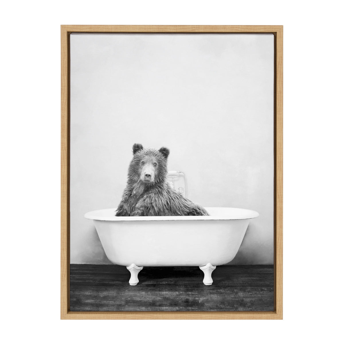 Sylvie Bear in the Tub Framed Canvas by kateandlaurel - product image 2 for Resin Society