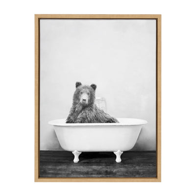 Sylvie Bear in the Tub Framed Canvas by kateandlaurel - product image 2 for Resin Society