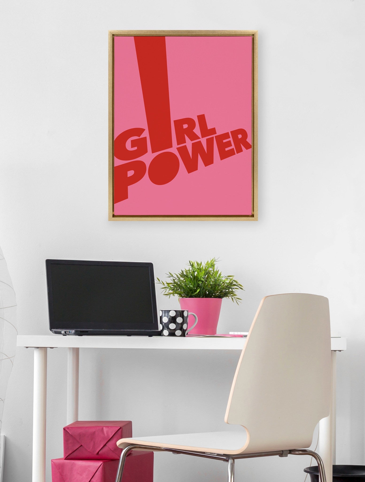 Sylvie Pink Girl Power Framed Canvas By Rocket Jack by kateandlaurel - product image 7 for Resin Society