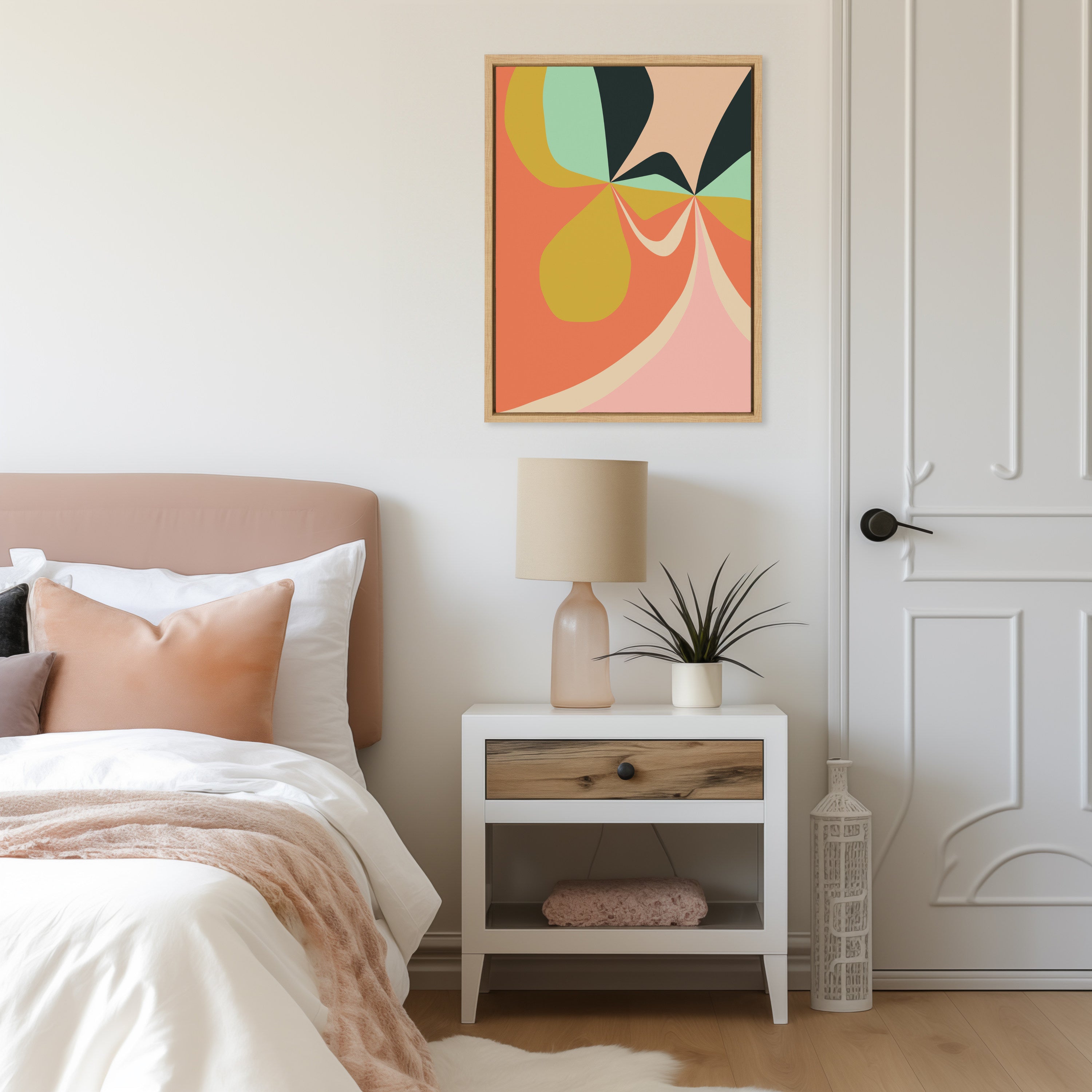 Sylvie Retro Floral 4 Framed Canvas by Alicia Bock