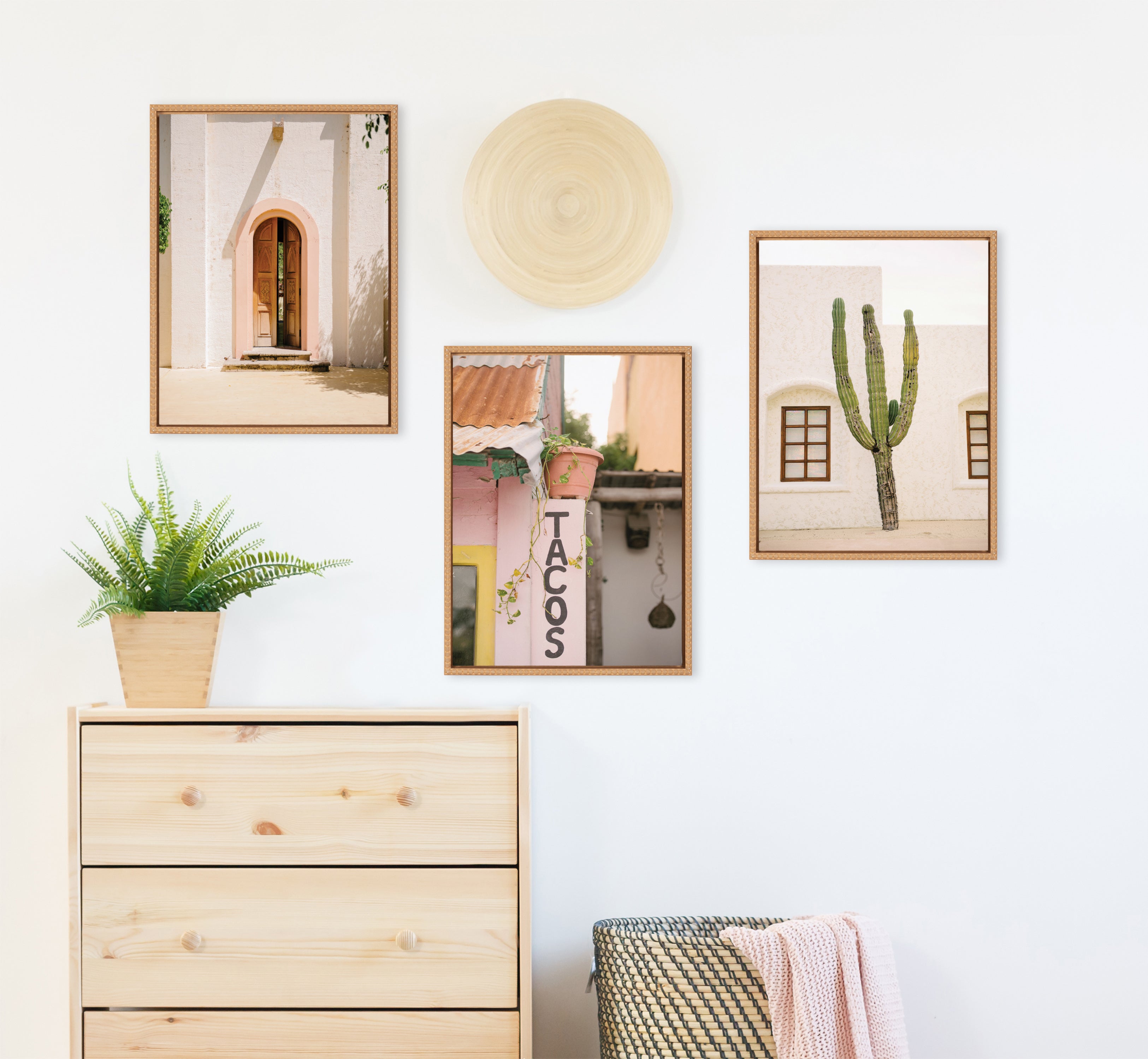 Sylvie Cabo San Lucas No 4, Isla Holbox No 3, Cactus no 2 Mexico Framed Canvas Art Set by Crystal Lynn Collins