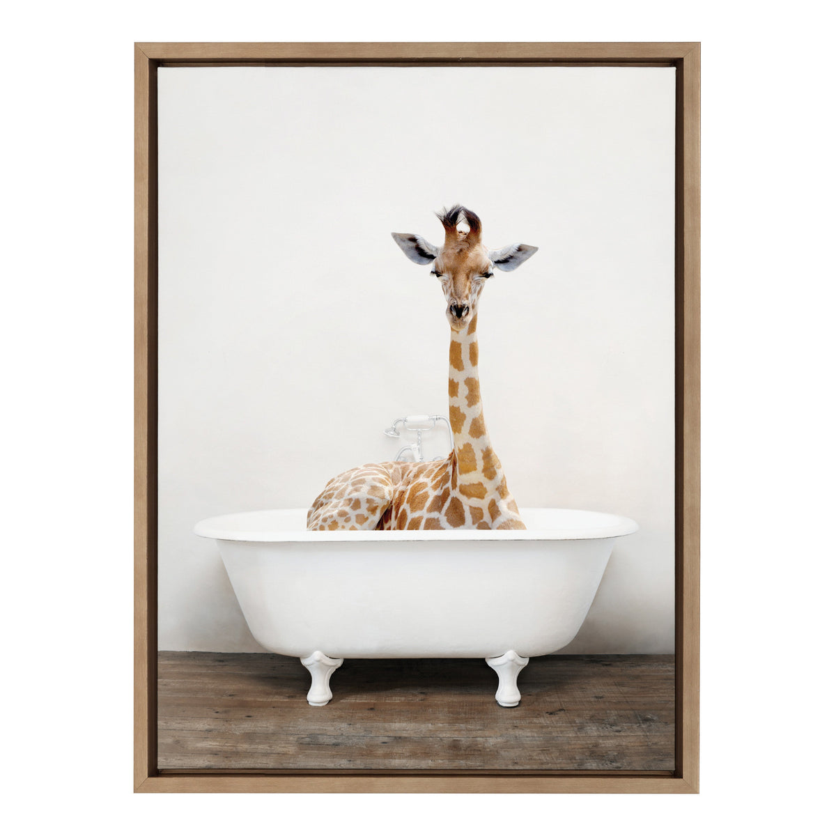 Sylvie Giraffe 2 in the Tub Color Framed Canvas by kateandlaurel - product image 2 for Resin Society