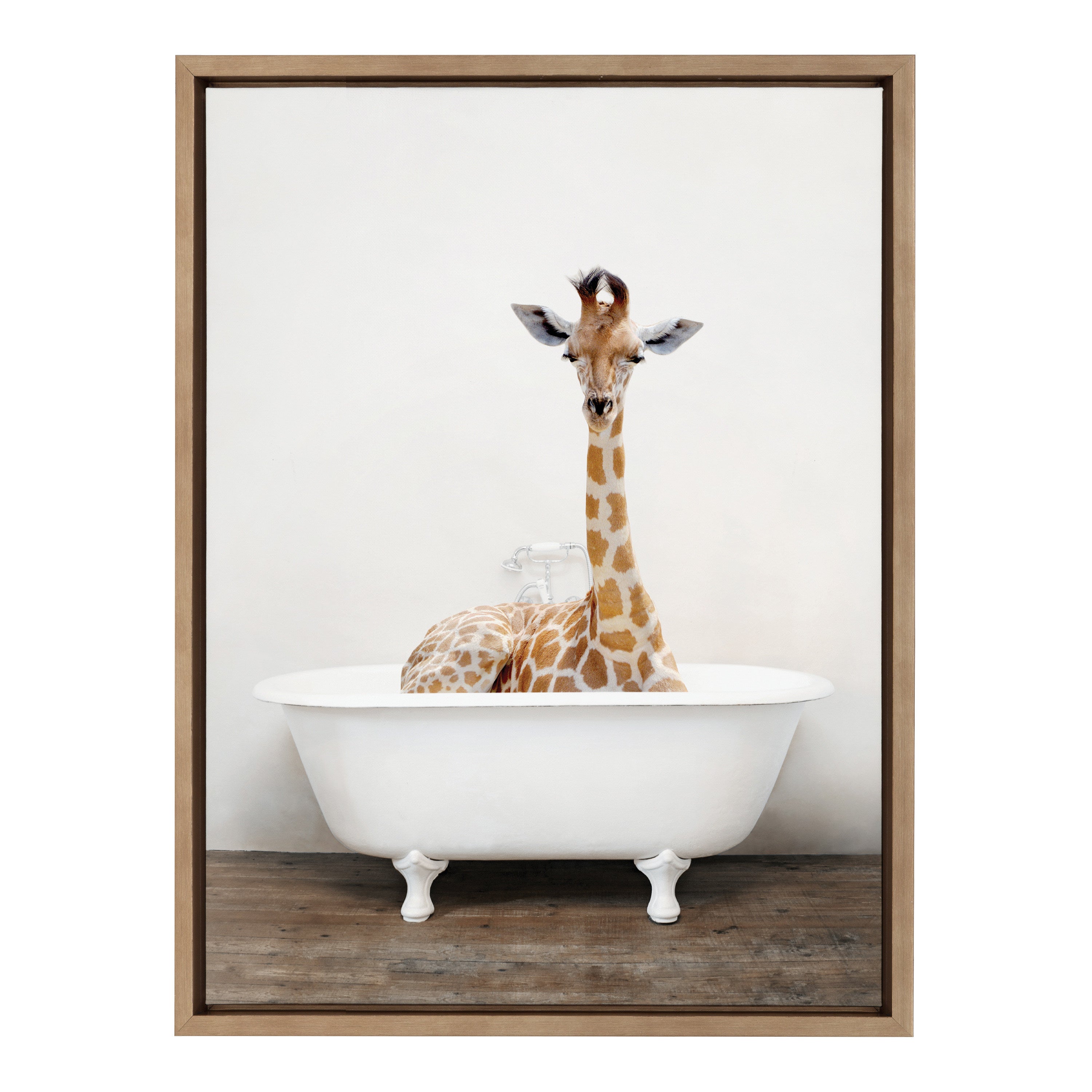 Sylvie Giraffe 2 in the Tub Color Framed Canvas by kateandlaurel - product image 2 for Resin Society