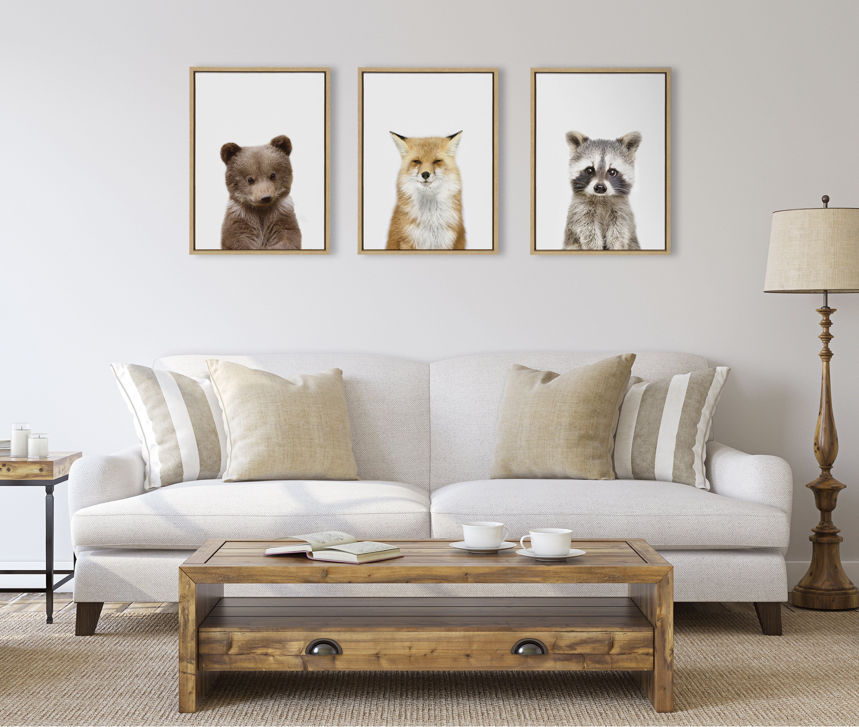 Sylvie Studio Bear, Studio Fox and Studio Raccoon Framed Canvas by kateandlaurel - product image 5 for Resin Society