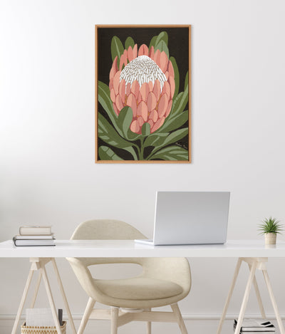 Sylvie Beaded Protea Noire Framed Canvas by Mackenzie Nelson