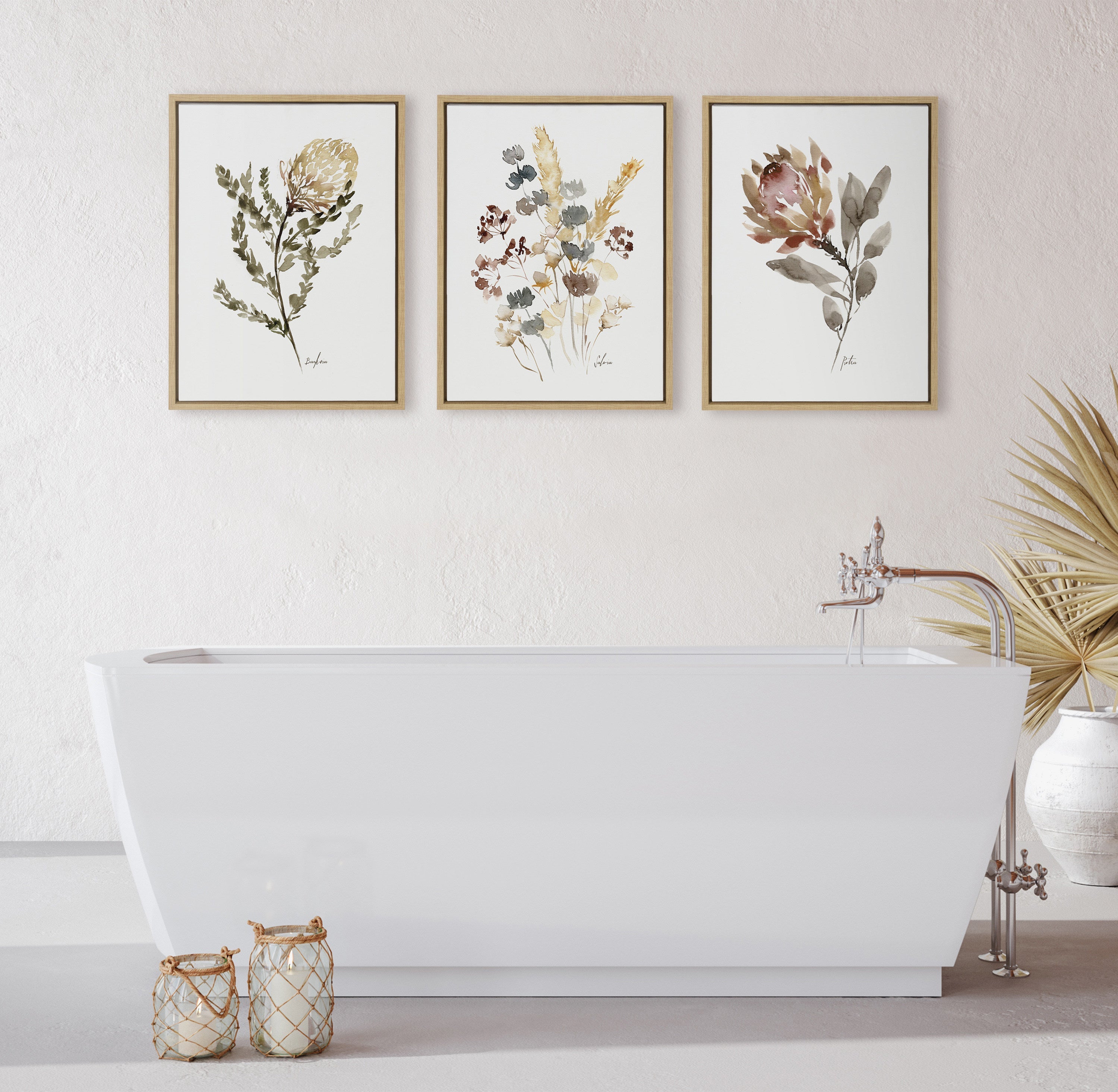 Sylvie Wild Banksia Wild Salvia and Wild King Protea Framed Canvas by kateandlaurel - product image 5 for Resin Society
