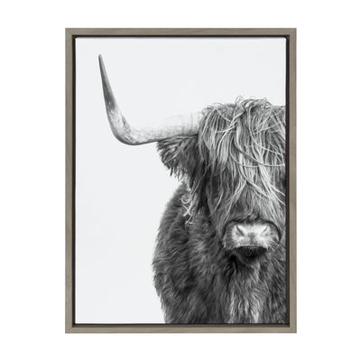 Sylvie B&W Highland Cow No. 1 Framed Canvas by Amy Peterson Art Studio