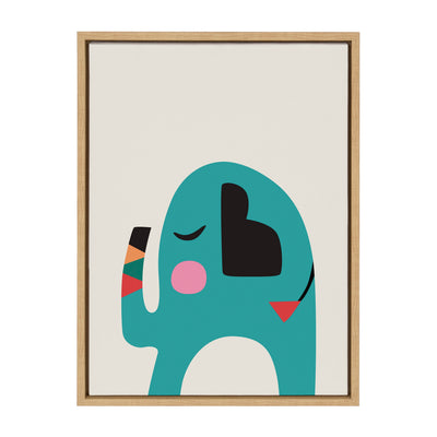 Sylvie Mid Century Modern Baby Elephant Framed Canvas by kateandlaurel - product image 10 for Resin Society
