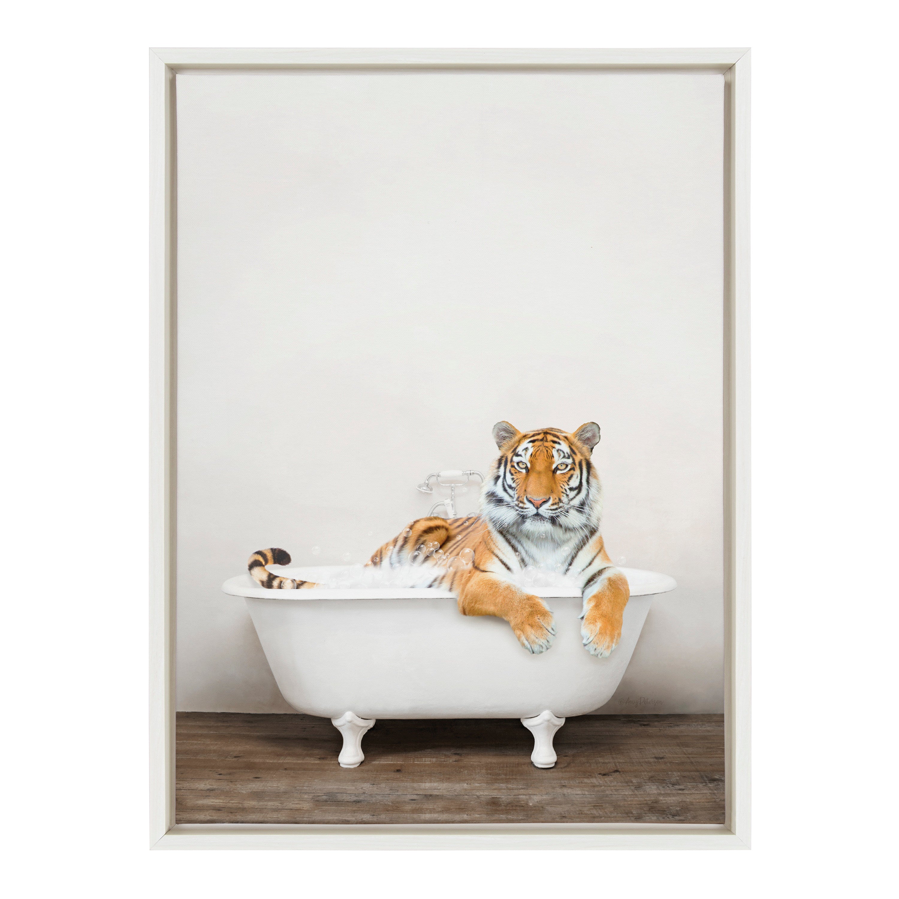 Sylvie Bengal Tiger in Rustic Bath Framed Canvas by kateandlaurel - product image 2 for Resin Society