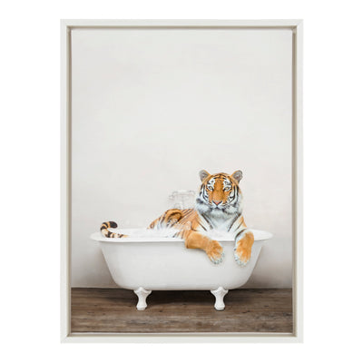 Sylvie Bengal Tiger in Rustic Bath Framed Canvas by kateandlaurel - product image 2 for Resin Society