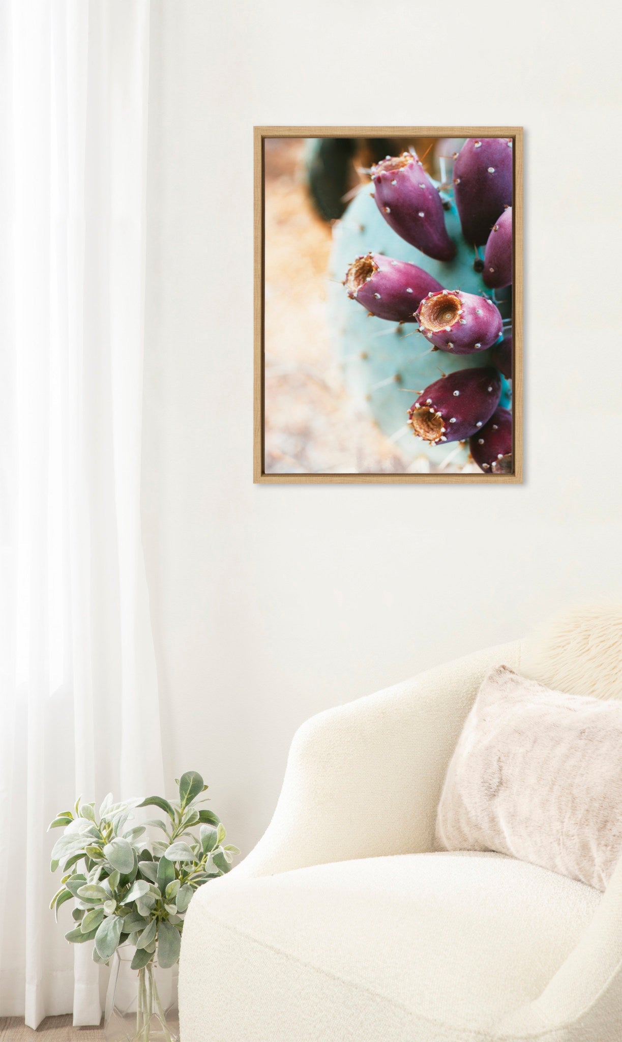 Sylvie Arizona Prickly Pear Cactus Framed Canvas by Stephanie Klatt