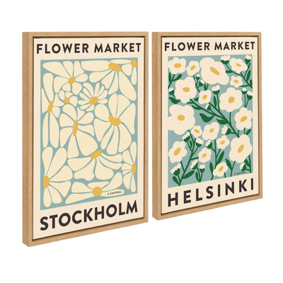 Sylvie Flower Market 1 and 2 Framed Canvas Art Set by Carrie Cantwell