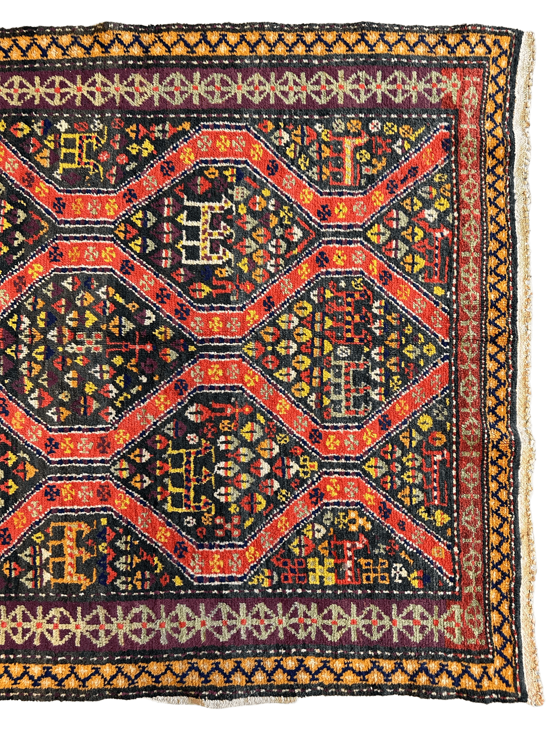 Rare Antique Handmade Caucasian Kazak Rug 4’ x 9’ by Rugistan - product image 3 for Resin Society
