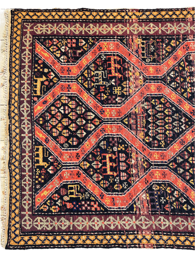 Rare Antique Handmade Caucasian Kazak Rug 4’ x 9’ by Rugistan - product image 4 for Resin Society