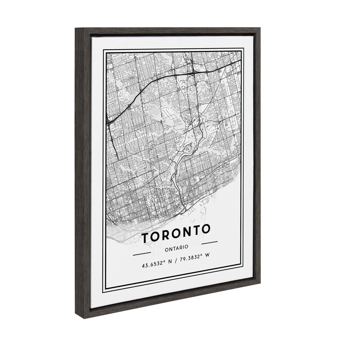Sylvie Toronto Modern Map Framed Canvas by kateandlaurel - product image 2 for Resin Society