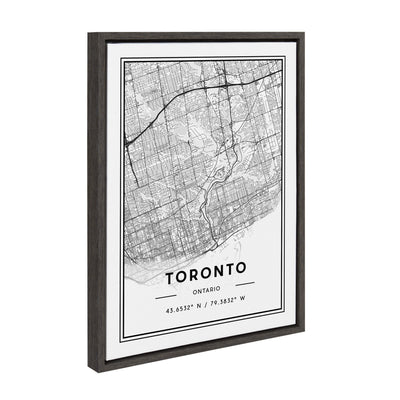 Sylvie Toronto Modern Map Framed Canvas by kateandlaurel - product image 2 for Resin Society