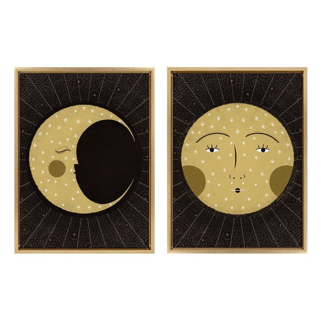 Sylvie Moon Print and Sun Print Framed Canvas Set by kateandlaurel - main product image for Resin Society