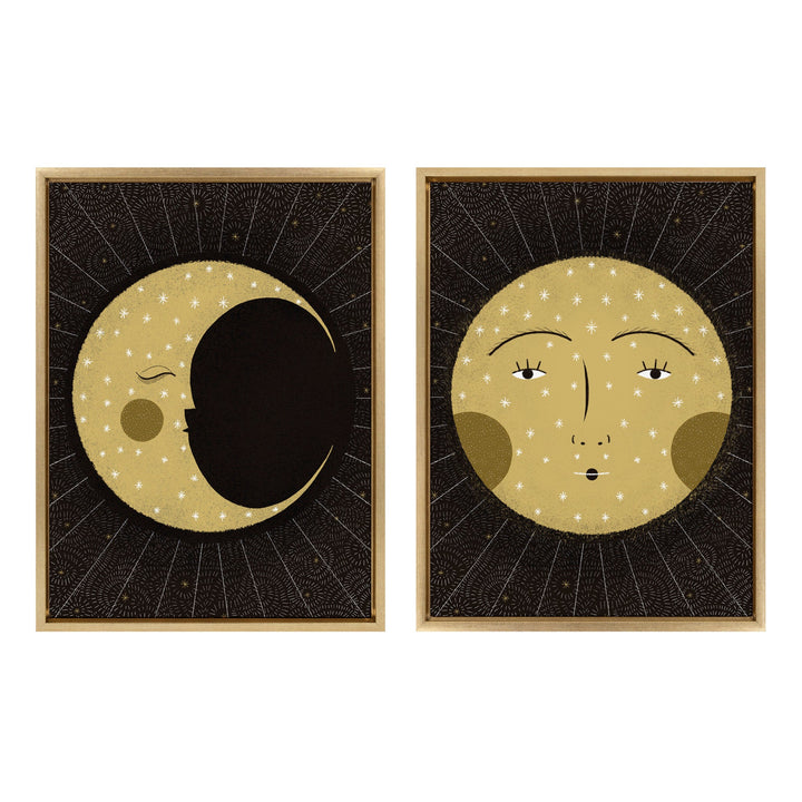 Sylvie Moon Print and Sun Print Framed Canvas Set by kateandlaurel - main product image for Resin Society
