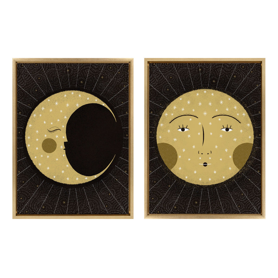 Sylvie Moon Print and Sun Print Framed Canvas Set by kateandlaurel - main product image for Resin Society