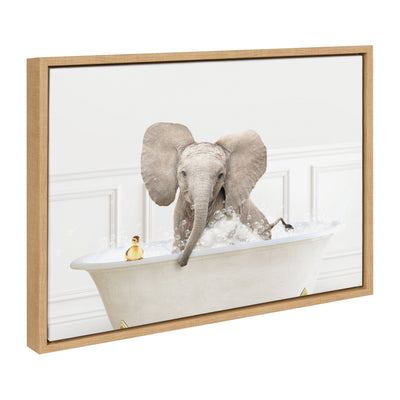 Sylvie Baby Elephant No4 In Bubble Bath Neutral Style Framed Canvas by kateandlaurel - main product image for Resin Society