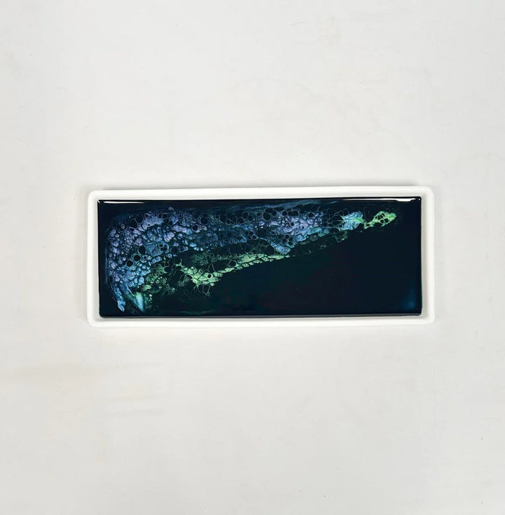 Small Ceramic Resin Tray with vibrant resin accent by Lynn & Liana Designs