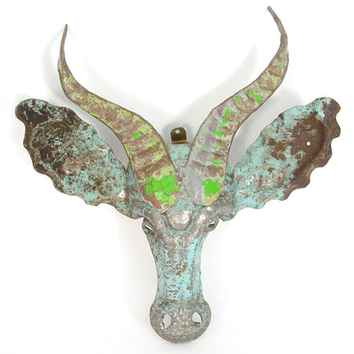 Recycled Springbok Metal Animal Wall Mask by Mbare Ltd - main product image for Resin Society