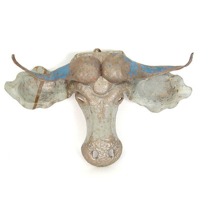 Recycled Wildebeest Metal Animal Wall Mask by Mbare Ltd - product image 4 for Resin Society