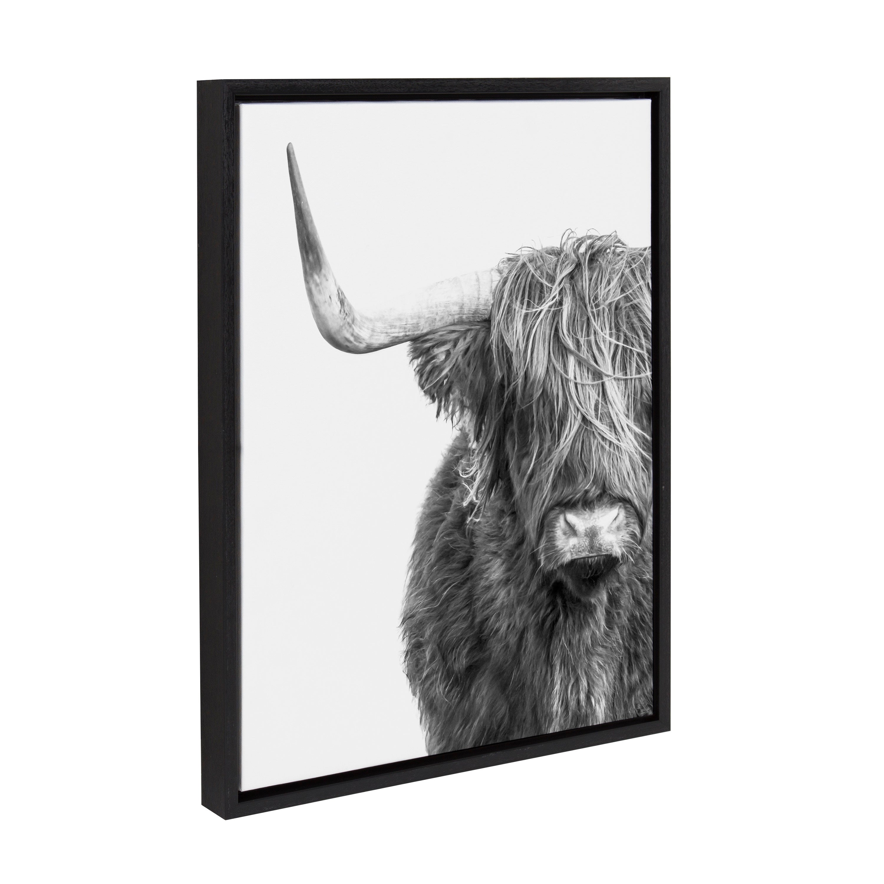 Sylvie B&W Highland Cow No. 1 Framed Canvas by Amy Peterson Art Studio