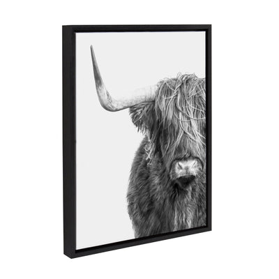 Sylvie B&W Highland Cow No. 1 Framed Canvas by Amy Peterson Art Studio