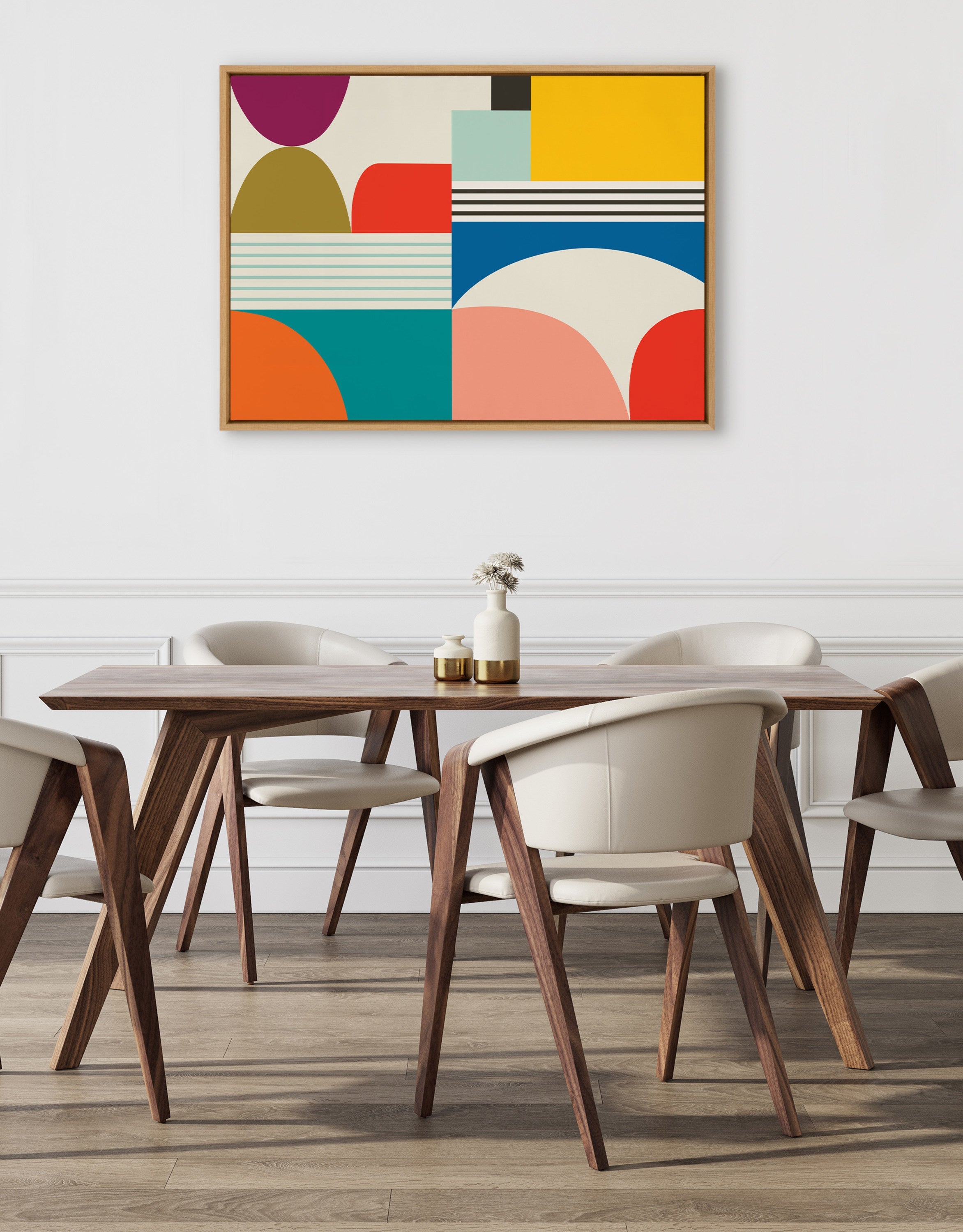 Sylvie Mid Century Modern Pattern Framed Canvas by kateandlaurel - product image 4 for Resin Society