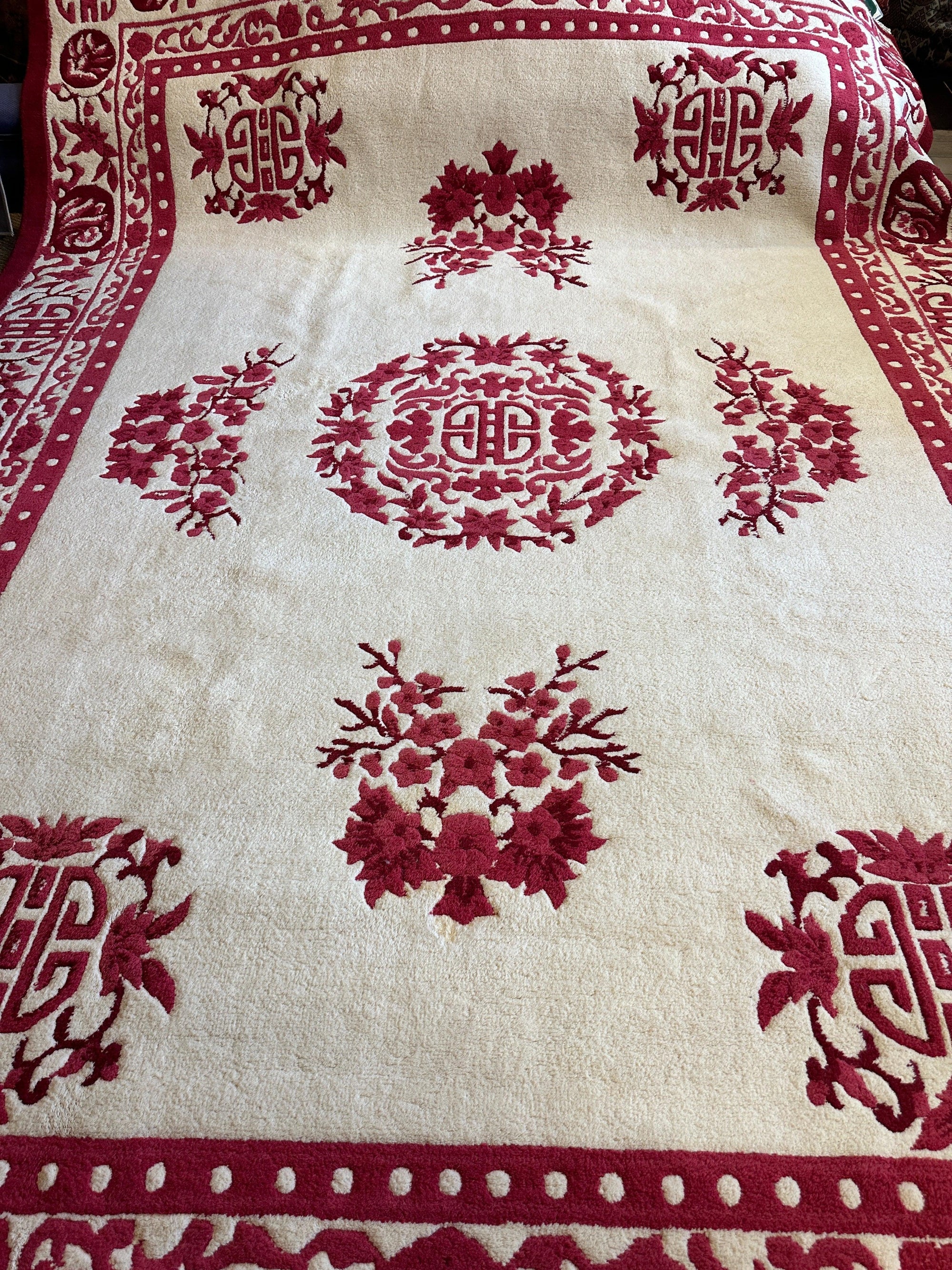 Red & Beige Chinese Art Deco Style Rug 11 x 15 by Rugistan - main product image for Resin Society