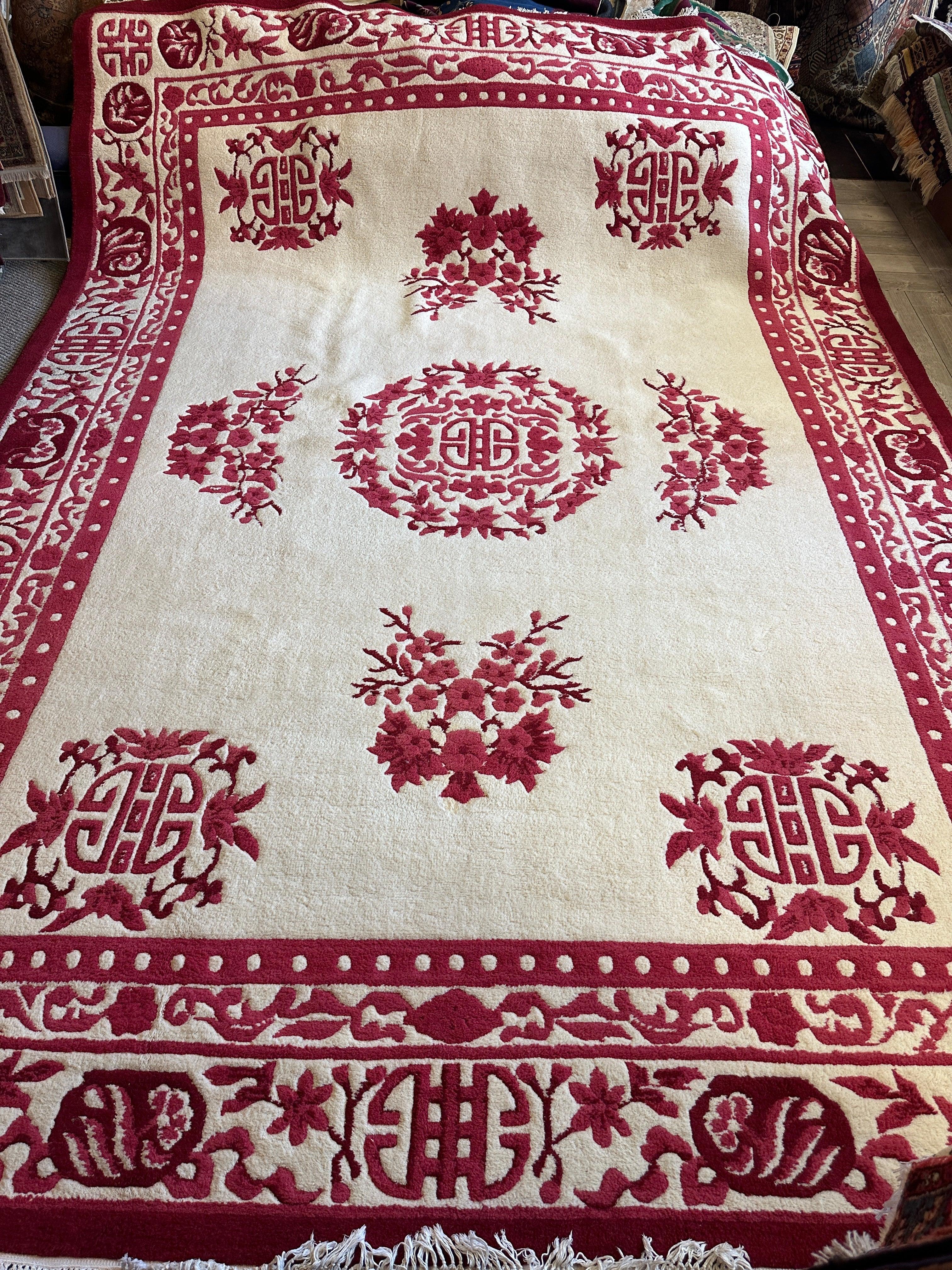 Red & Beige Chinese Art Deco Style Rug 11 x 15 by Rugistan - product image 3 for Resin Society