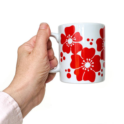 White Porcelain with Red Flowers Mug by sweetgum home, LLC - product image 2 for Resin Society
