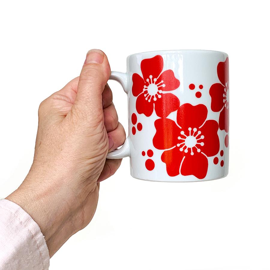 White Porcelain with Red Flowers Mug by sweetgum home, LLC - product image 2 for Resin Society