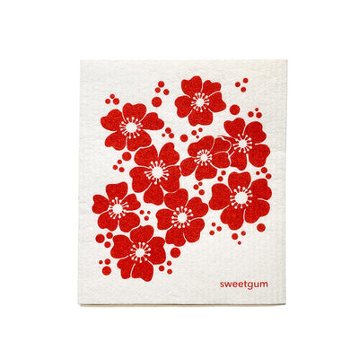 Red Flowers Swedish Dishcloth by sweetgum home, LLC - main product image for Resin Society