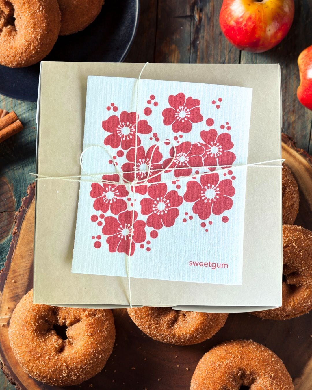 Red Flowers Swedish Dishcloth by sweetgum home, LLC - product image 3 for Resin Society