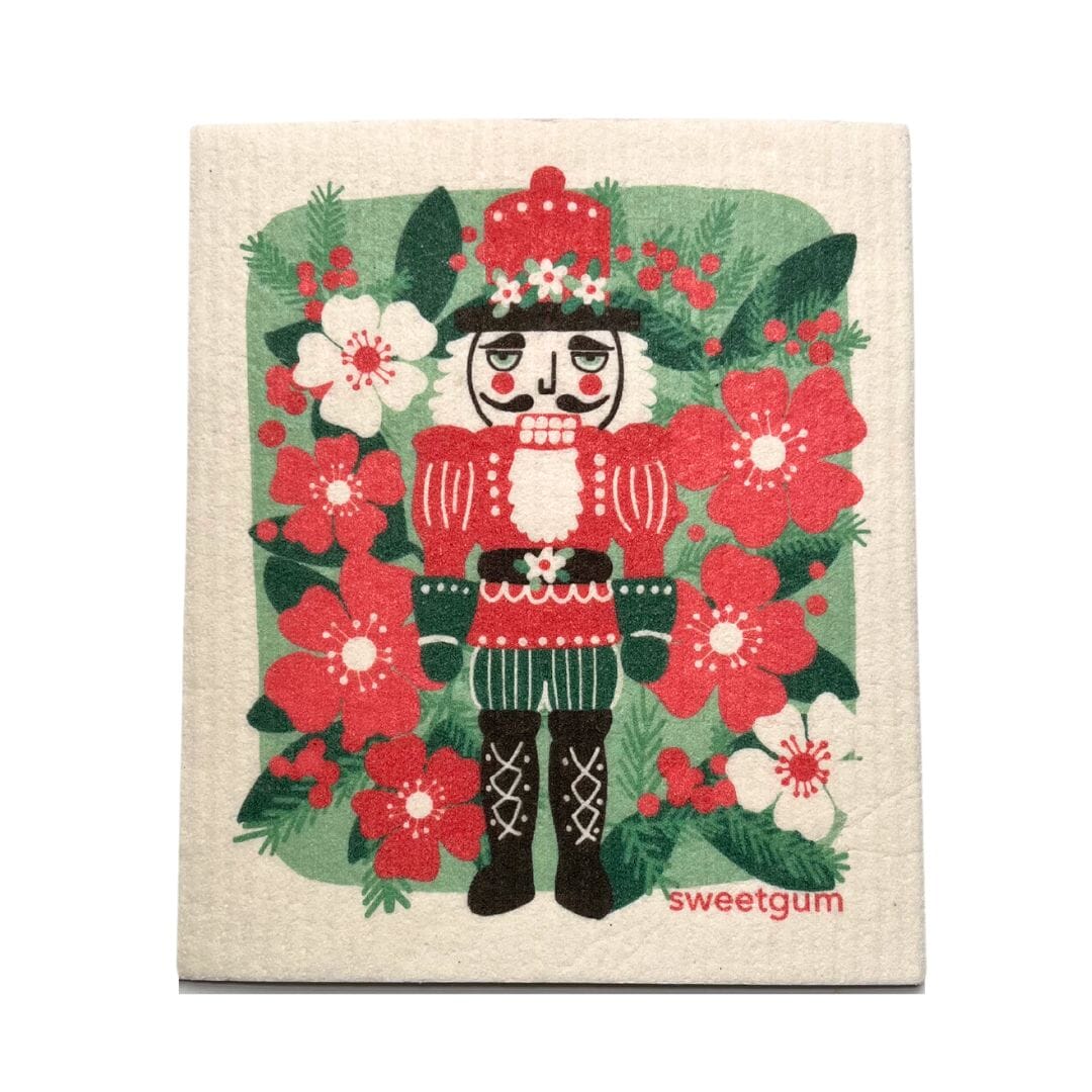Red & Green Nutcracker with Christmas Flowers by sweetgum home, LLC - product image 2 for Resin Society