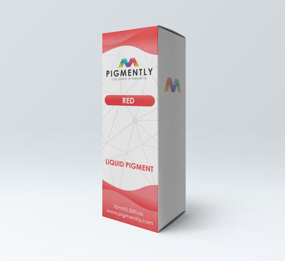 Pigmently red liquid pigment packaging on a white background