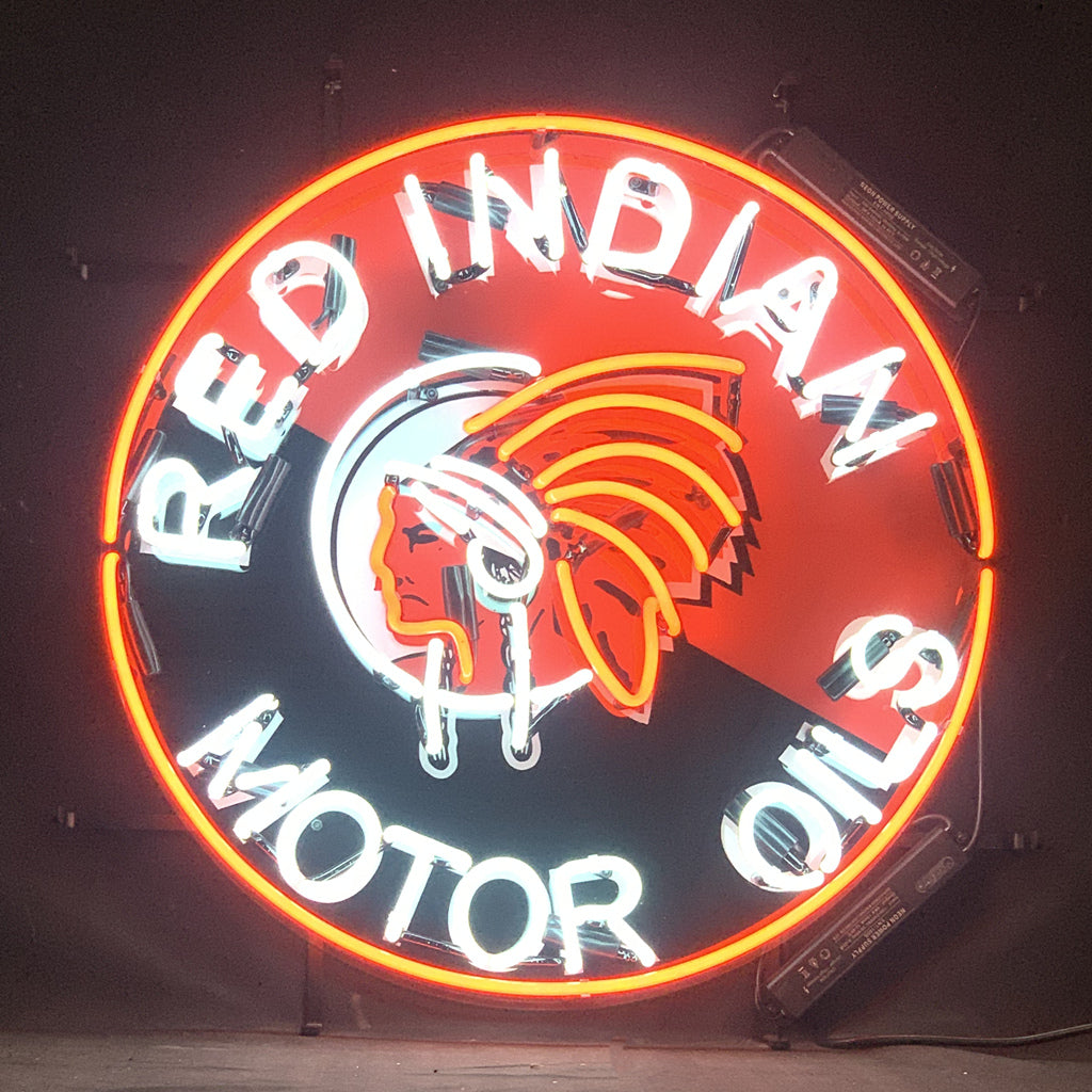 Red Indian Motor Oils Neon Sign Light by Neon Signs Land - main product image for Resin Society