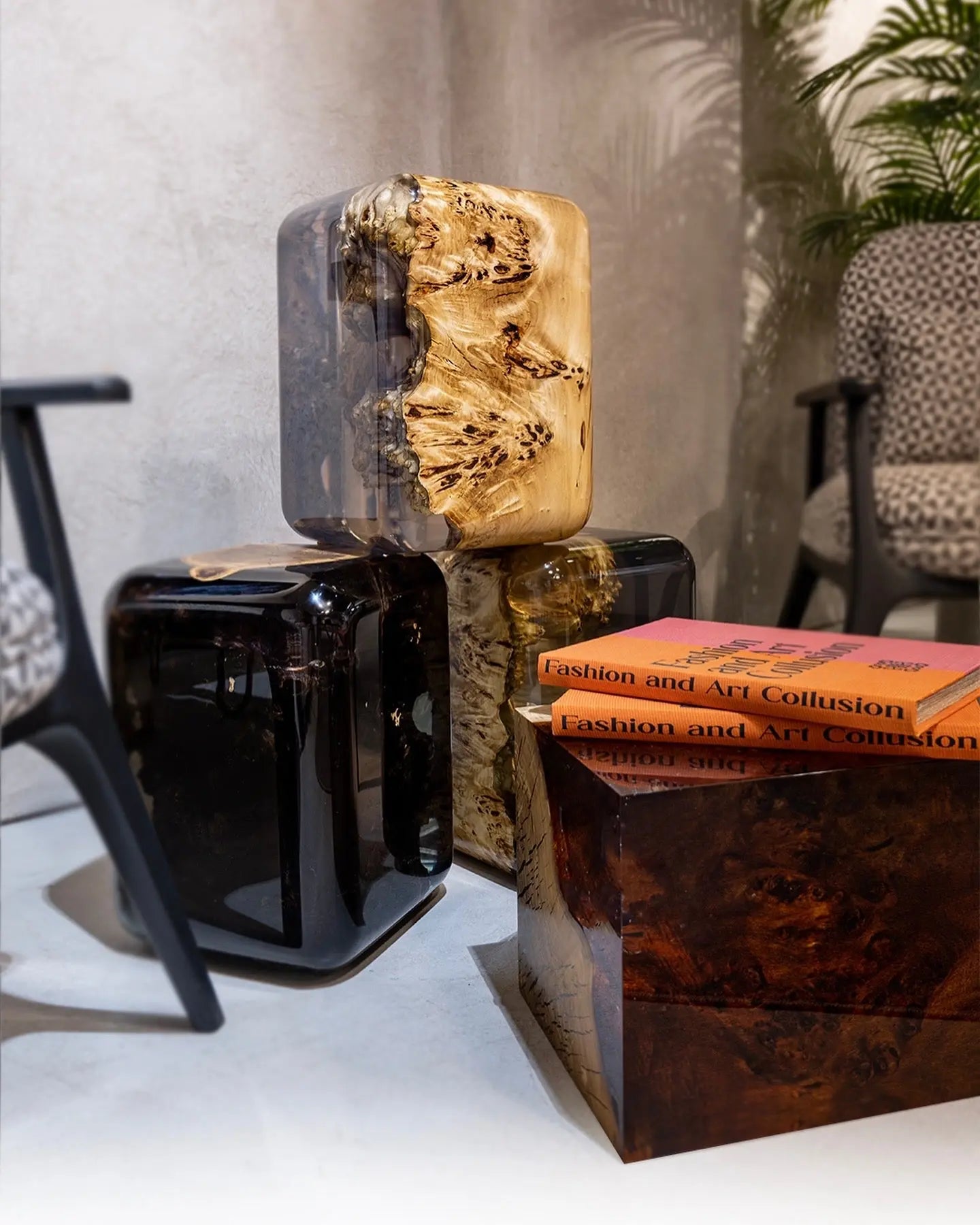 Resin Cube Side Table, Epoxy Wood Stool, Cube Accent Table by Gizz - product image 3 for Resin Society