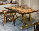 Natural Epoxy Side Dining Table Made Of Linden Wood by Gizz - main product image for Resin Society