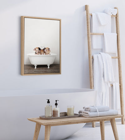 Sylvie Three Little Pigs In Vintage Bathtub Framed Canvas by kateandlaurel - product image 7 for Resin Society