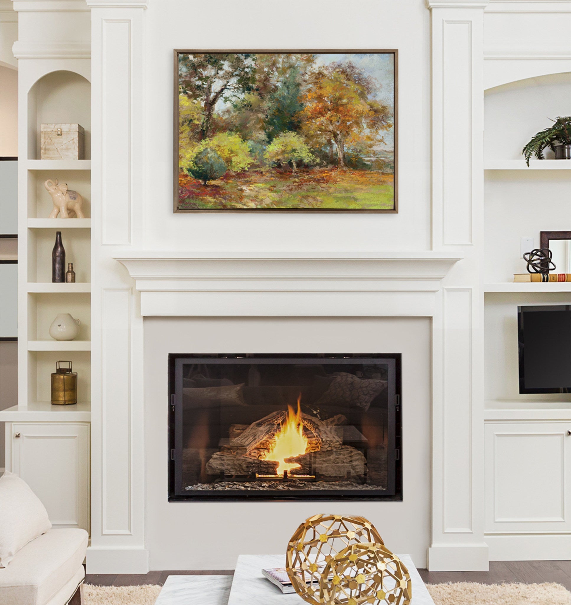 Sylvie Forest Walking as the Leaves Fall Framed Canvas by Nel Whatmore