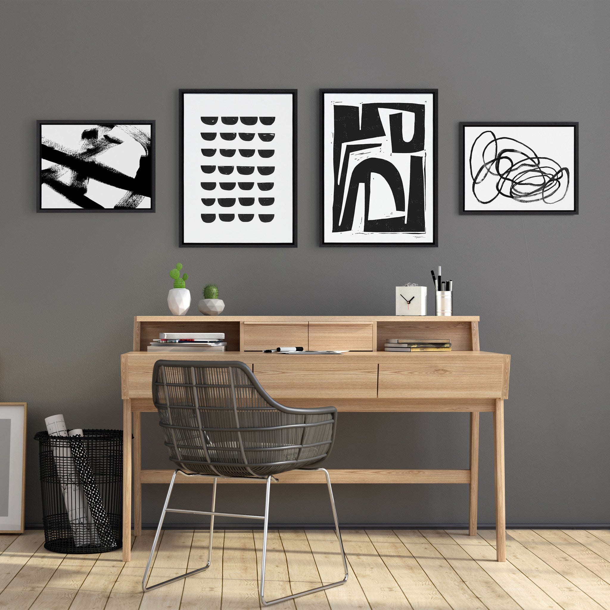 Sylvie Modern Abstract Framed Canvas Set by kateandlaurel - product image 7 for Resin Society