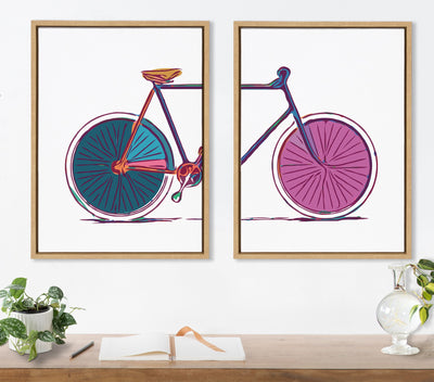 Sylvie Colorful Bike Left and Right Framed Canvas Set by kateandlaurel - product image 6 for Resin Society